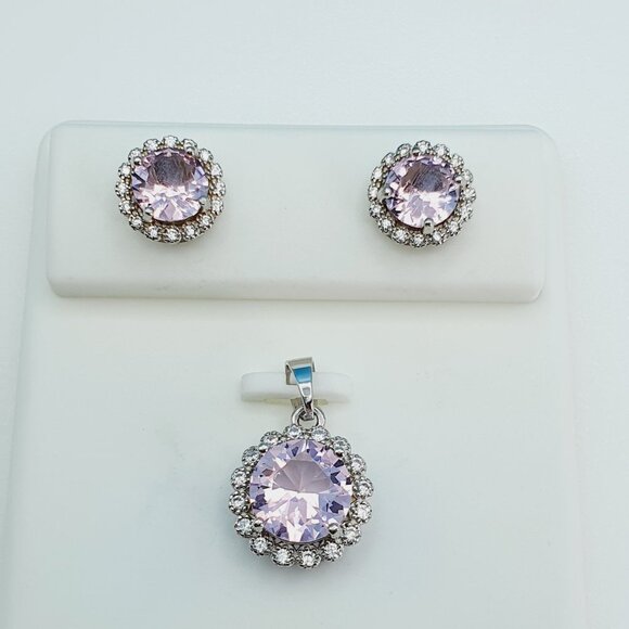 "925 Sterling Silver Cubic Zircon Jewelry Set, UU1P7A7039 - Picture 1 of 9